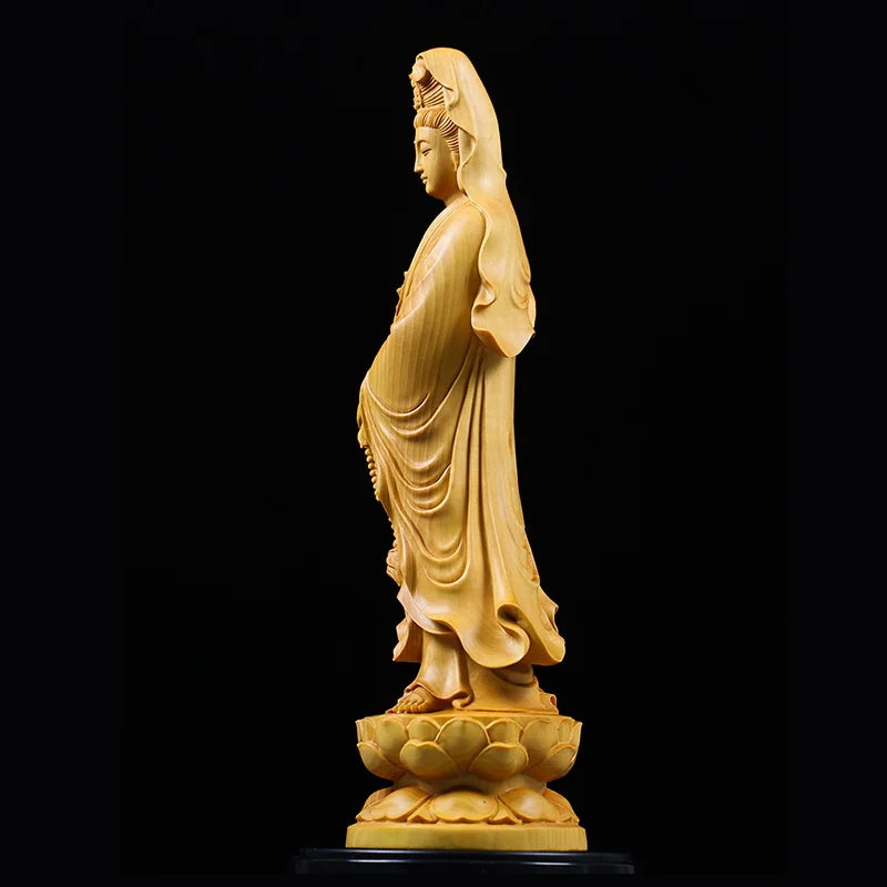 Statuette de Bouddha GuanYin en bois de buis