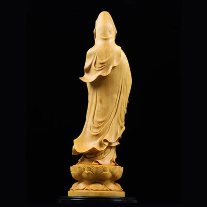 Statuette de Bouddha GuanYin en bois de buis