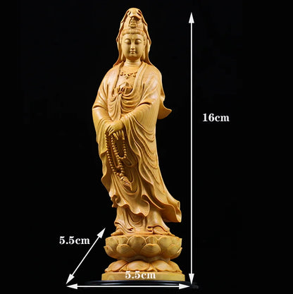 Statuette de Bouddha GuanYin en bois de buis