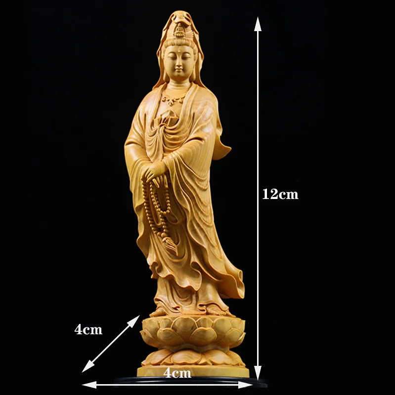 Statuette de Bouddha GuanYin en bois de buis